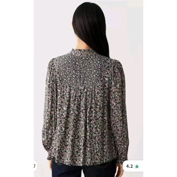 Marks & Spencer Collection Women's Size 10 Black & Pink Floral Printed Blouse - Picture 4 of 11